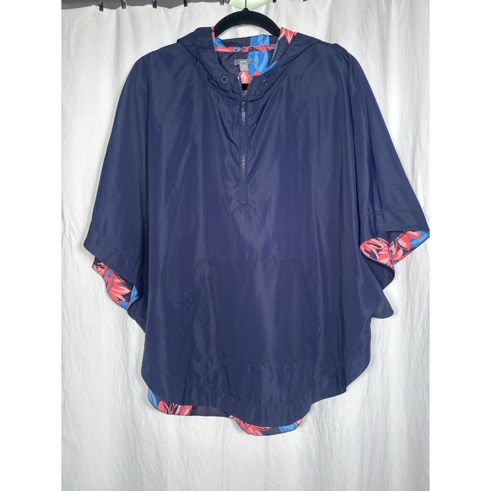 Aerie‎ Windreaker Pocho Hooded Blue Floral L/XL LL10